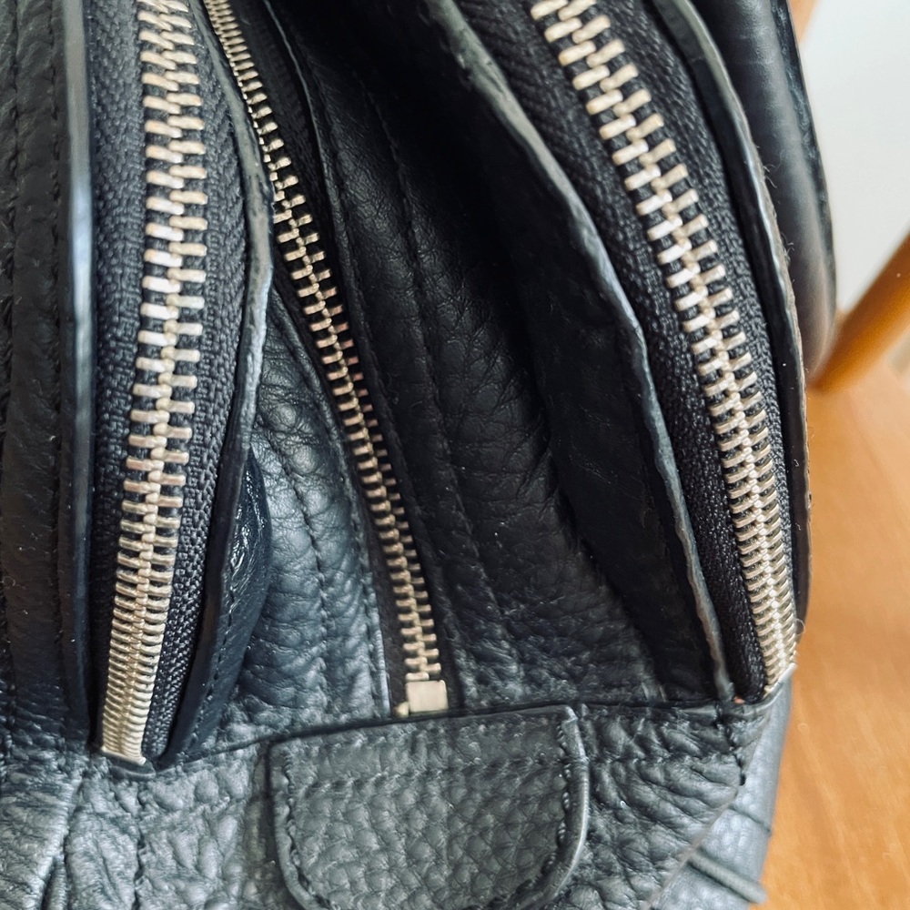 Cole Haan Structured Black Pebbled Leather Satchel Handbag - Picture 5 of 16